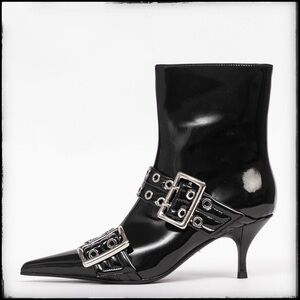 NIB/NWT Jeffery Campbell UP-2-DATE Boot 8.5 OXFD/SANG BLACK SILVER Kitten Bootie